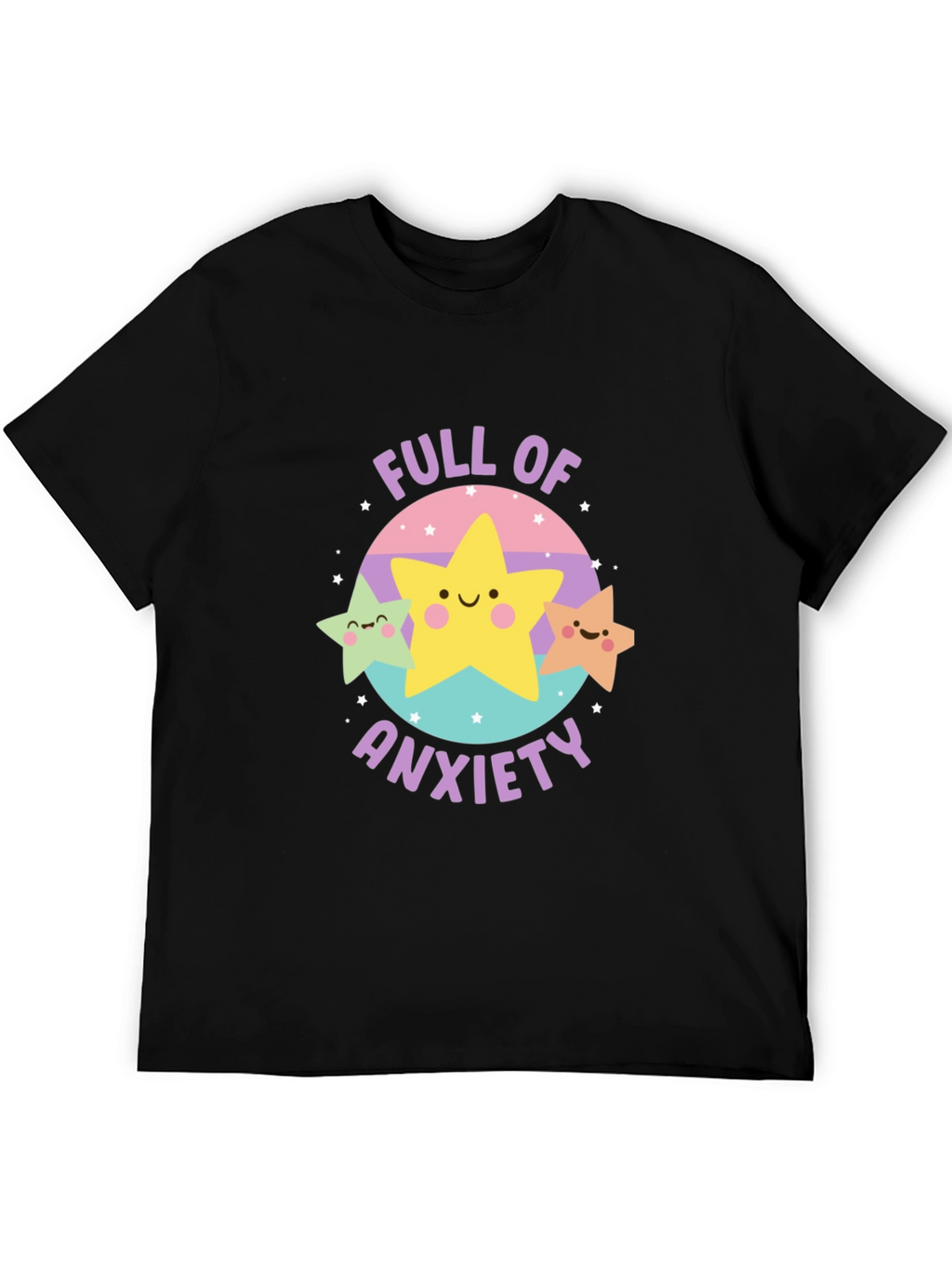 Anxiety Stars Graphic Tee - Black Crew Neck