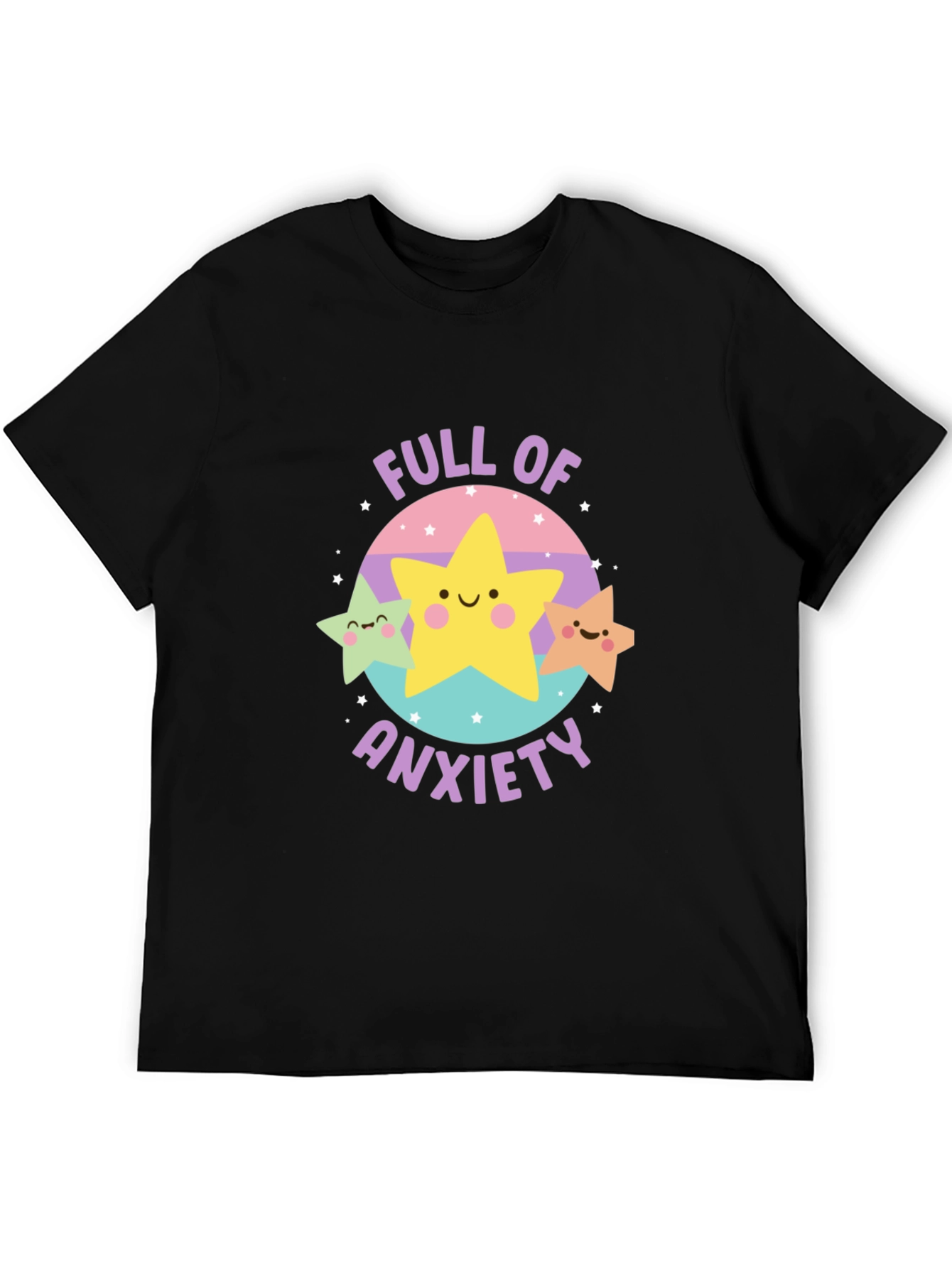 Anxiety Stars Graphic Tee - Black Crew Neck