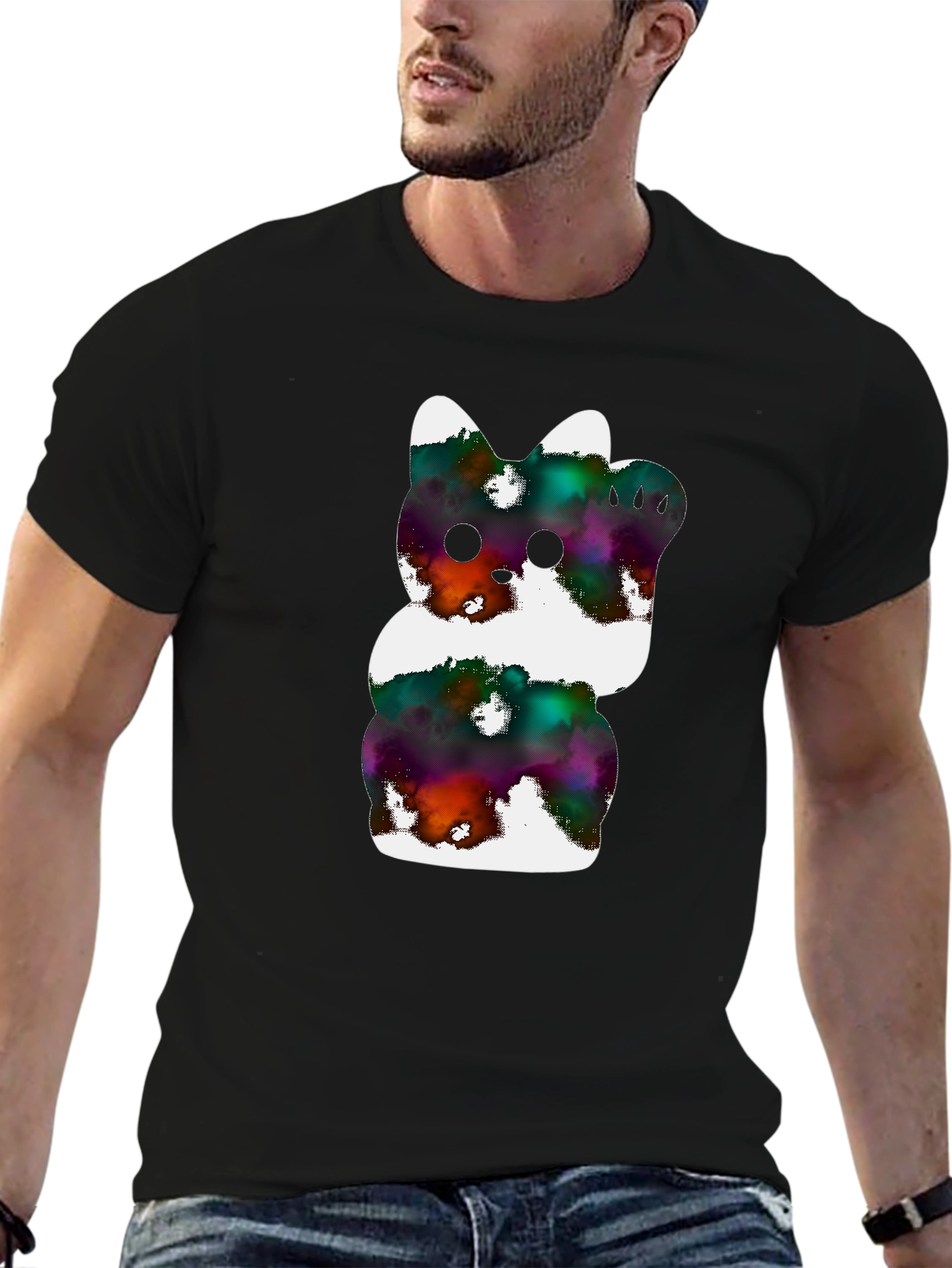 Cosmic Kitty Graphic Tee - Black