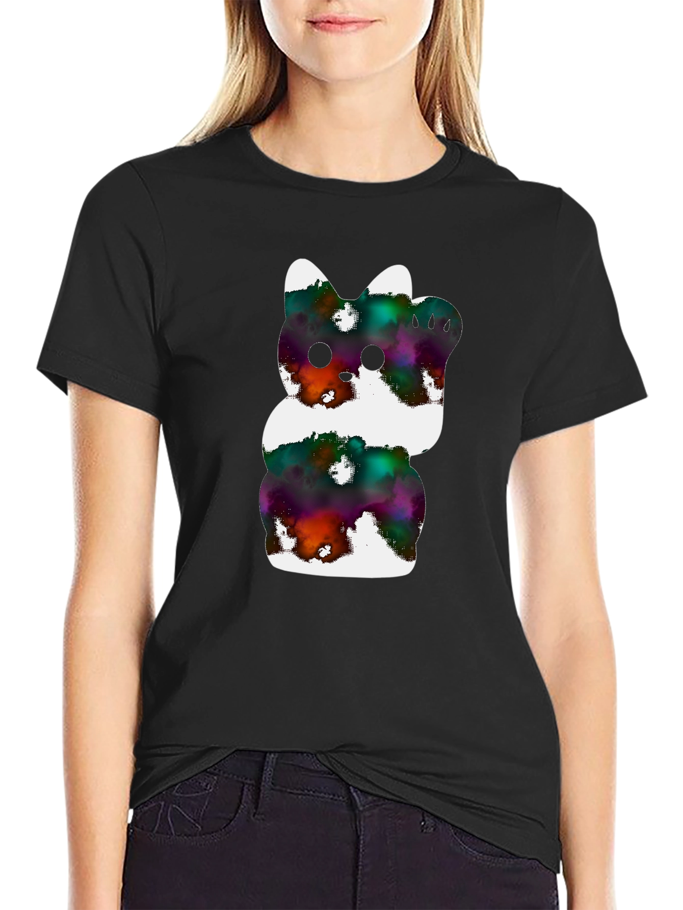 Cosmic Kitty Graphic Tee - Black