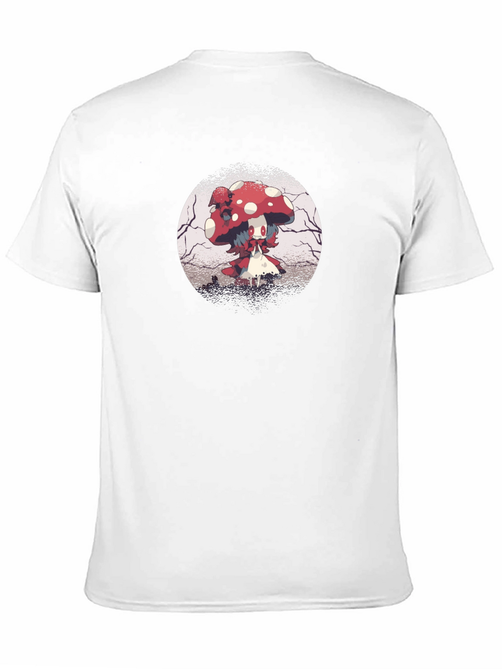 Mushroom Character Graphic Black T-Shirt