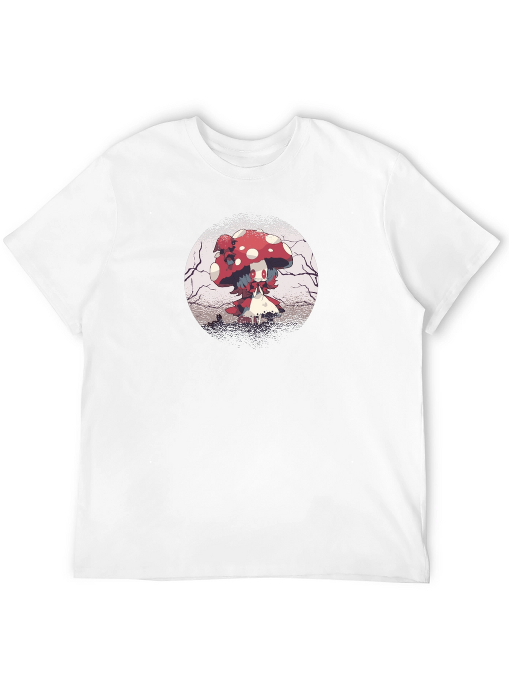 Mushroom Character Graphic Black T-Shirt