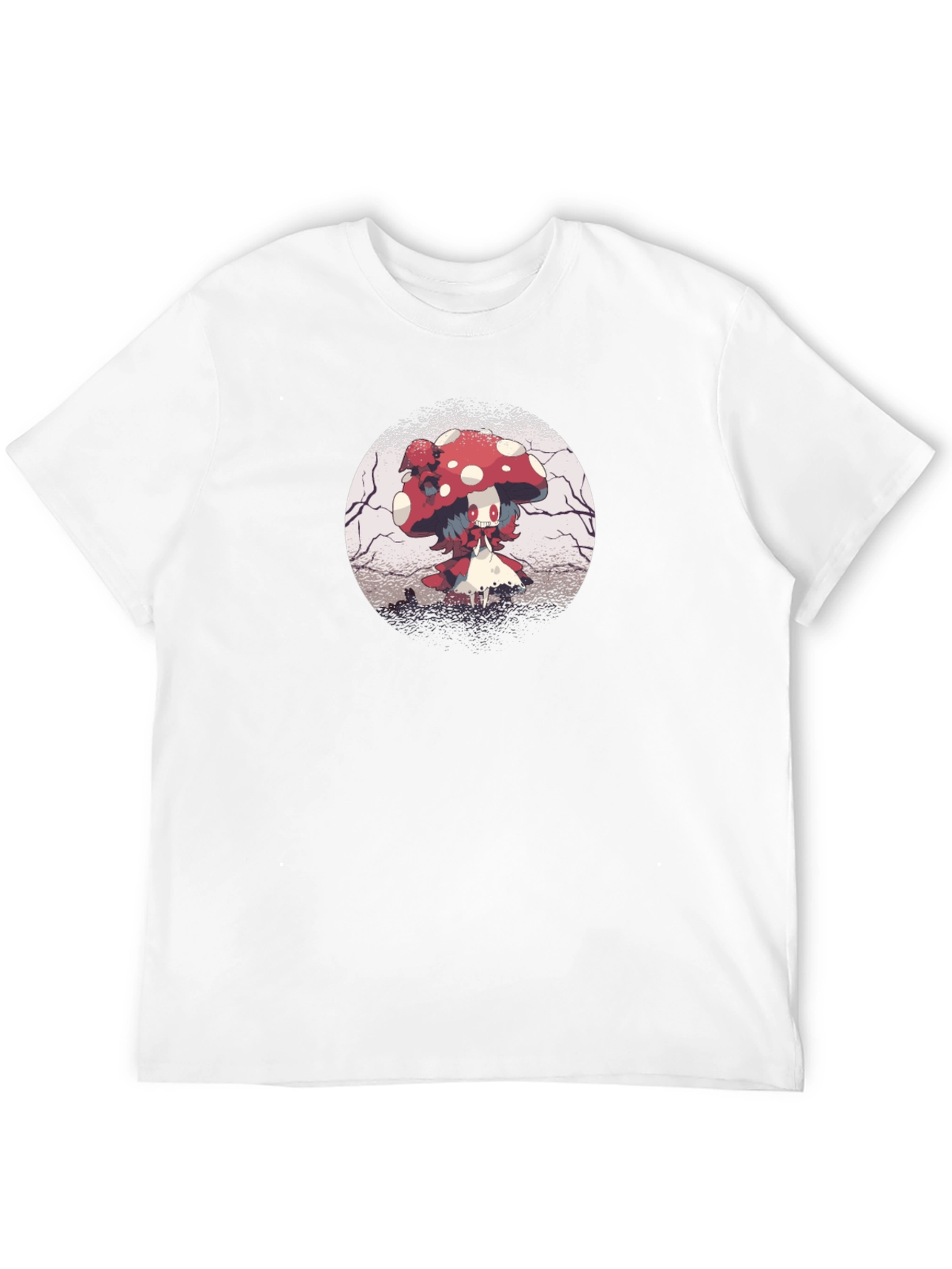 Mushroom Character Graphic Black T-Shirt