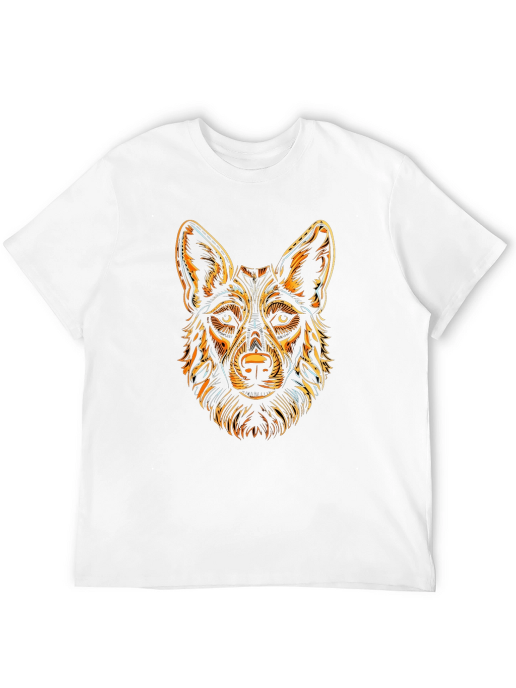 Black T-Shirt with Stylized Dog Graphic