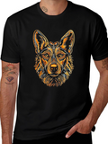 Black T-Shirt with Stylized Dog Graphic
