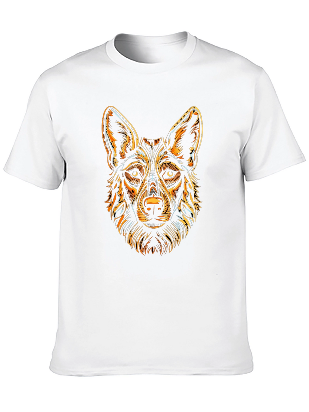 Black T-Shirt with Stylized Dog Graphic