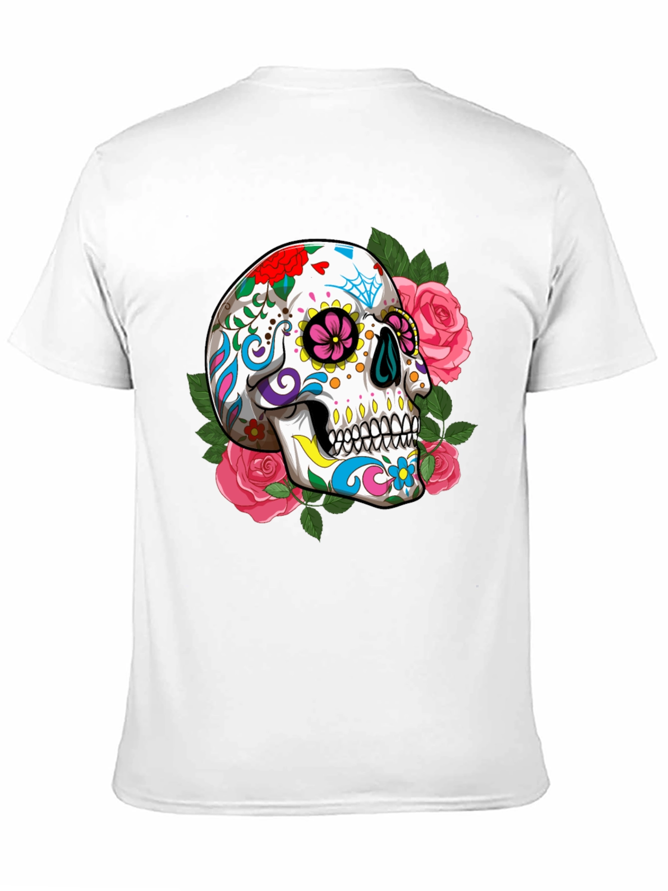 Floral Sugar Skull Graphic T-Shirt - Black