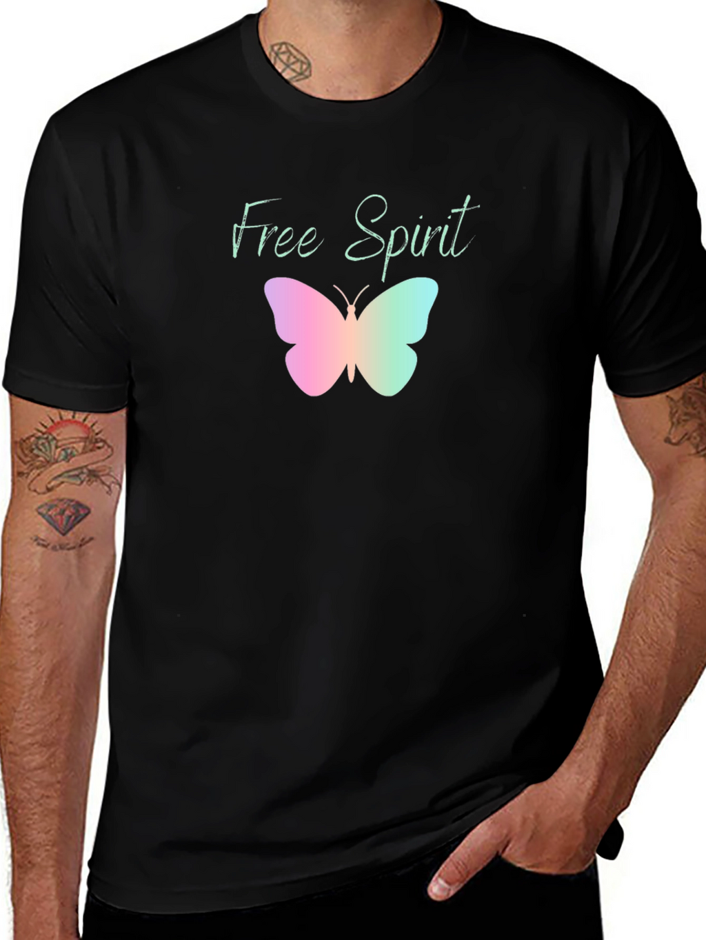 Free Spirit Butterfly Graphic Tee - Black