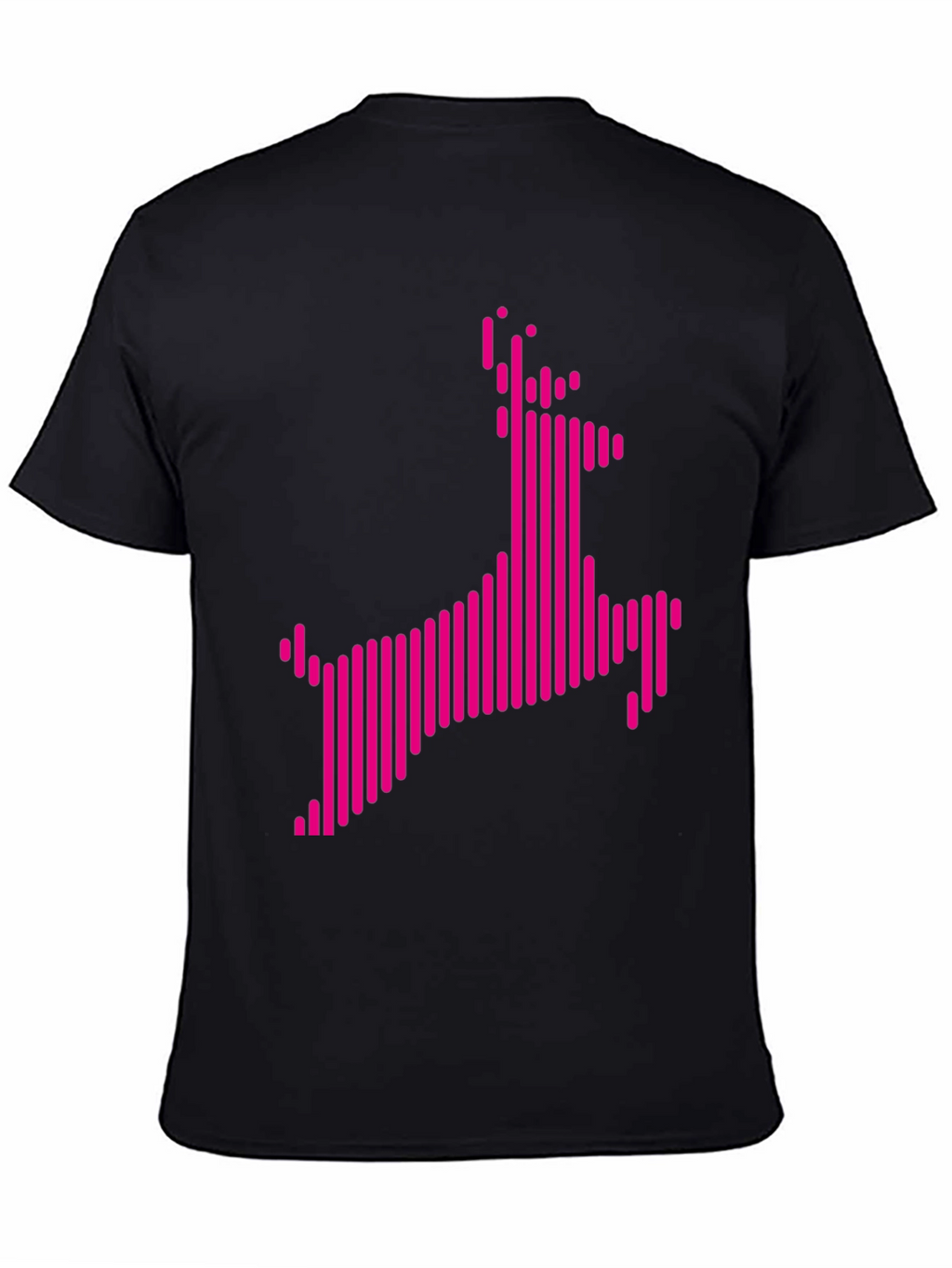 Abstract Pink Deer Graphic Black T-Shirt
