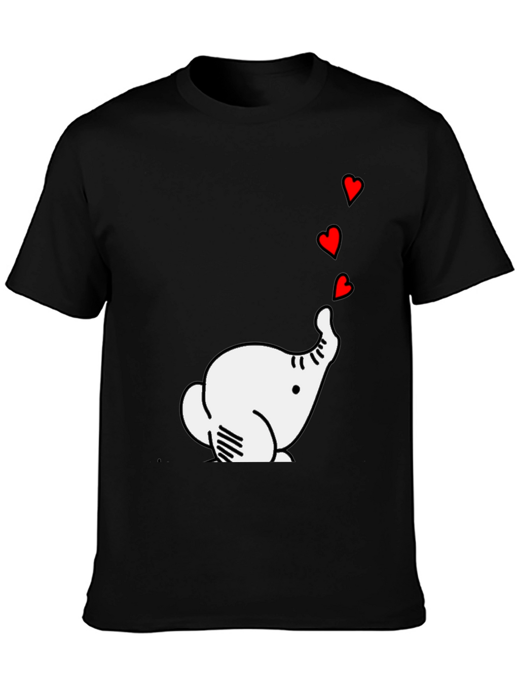 Elephant Hearts Graphic Black T-Shirt
