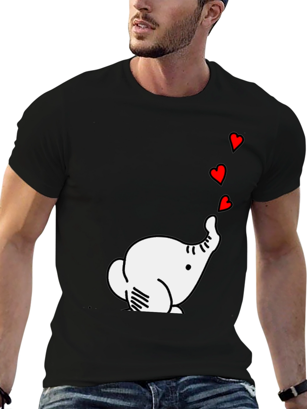 Elephant Hearts Graphic Black T-Shirt