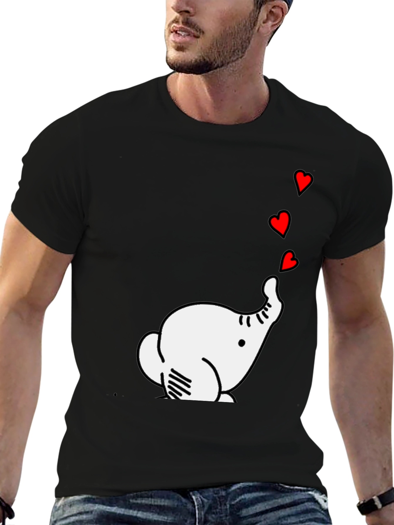 Elephant Hearts Graphic Black T-Shirt