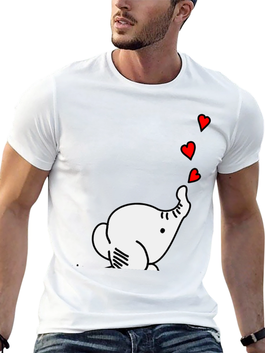 Elephant Hearts Graphic Black T-Shirt