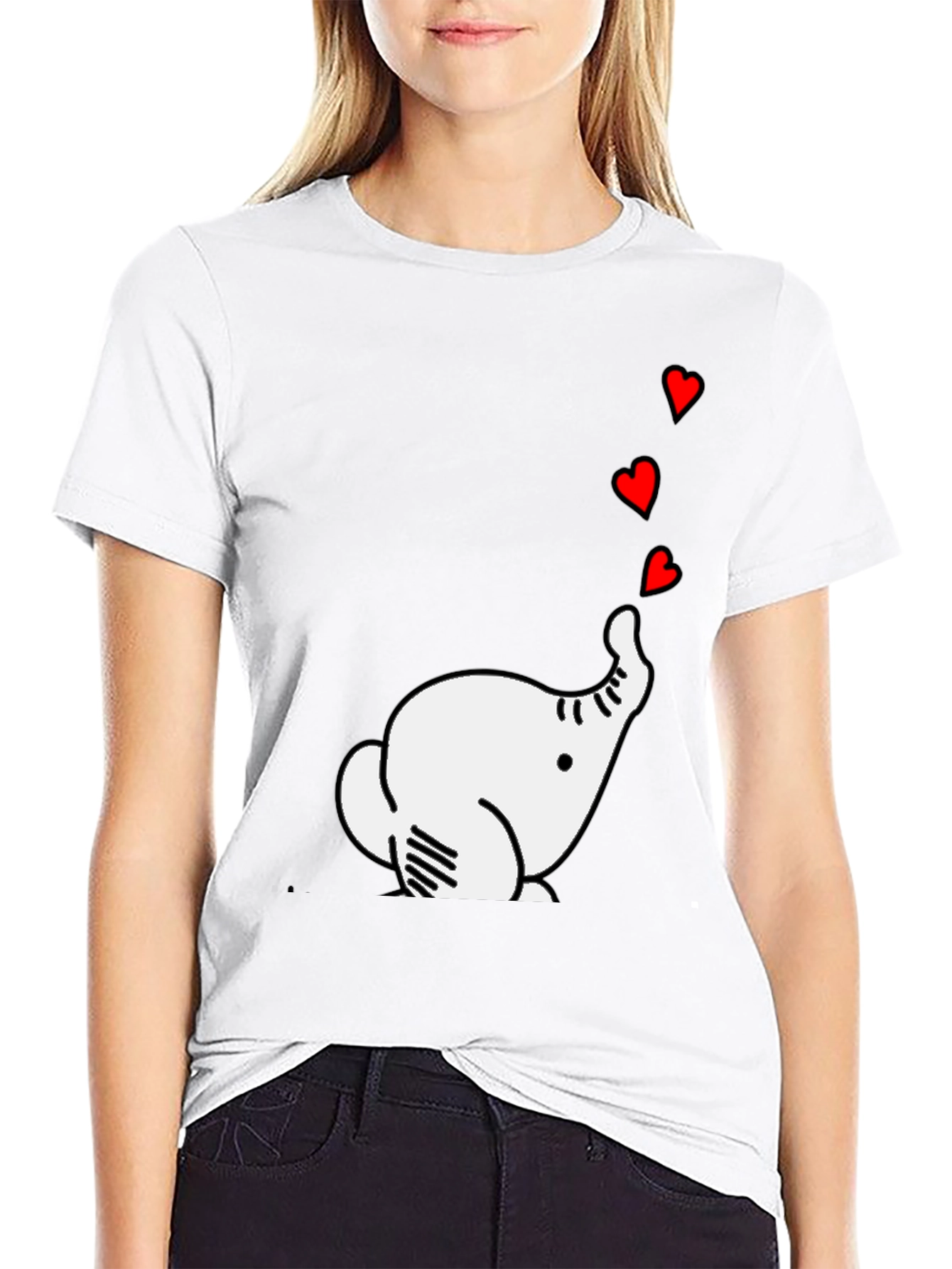 Elephant Hearts Graphic Black T-Shirt