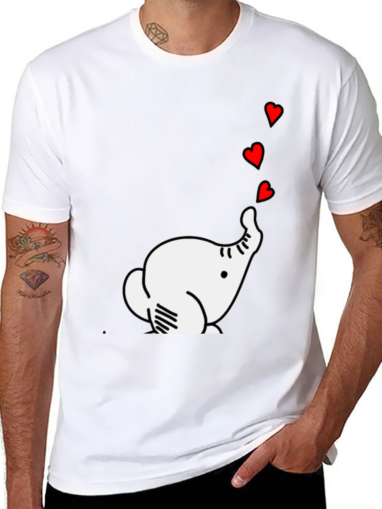Elephant Hearts Graphic Black T-Shirt
