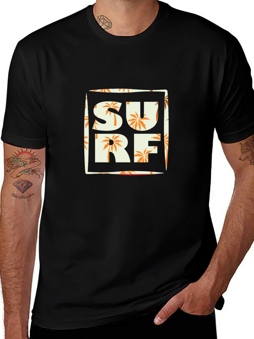 Surf T-Shirt - Tropical Palm Tree Design