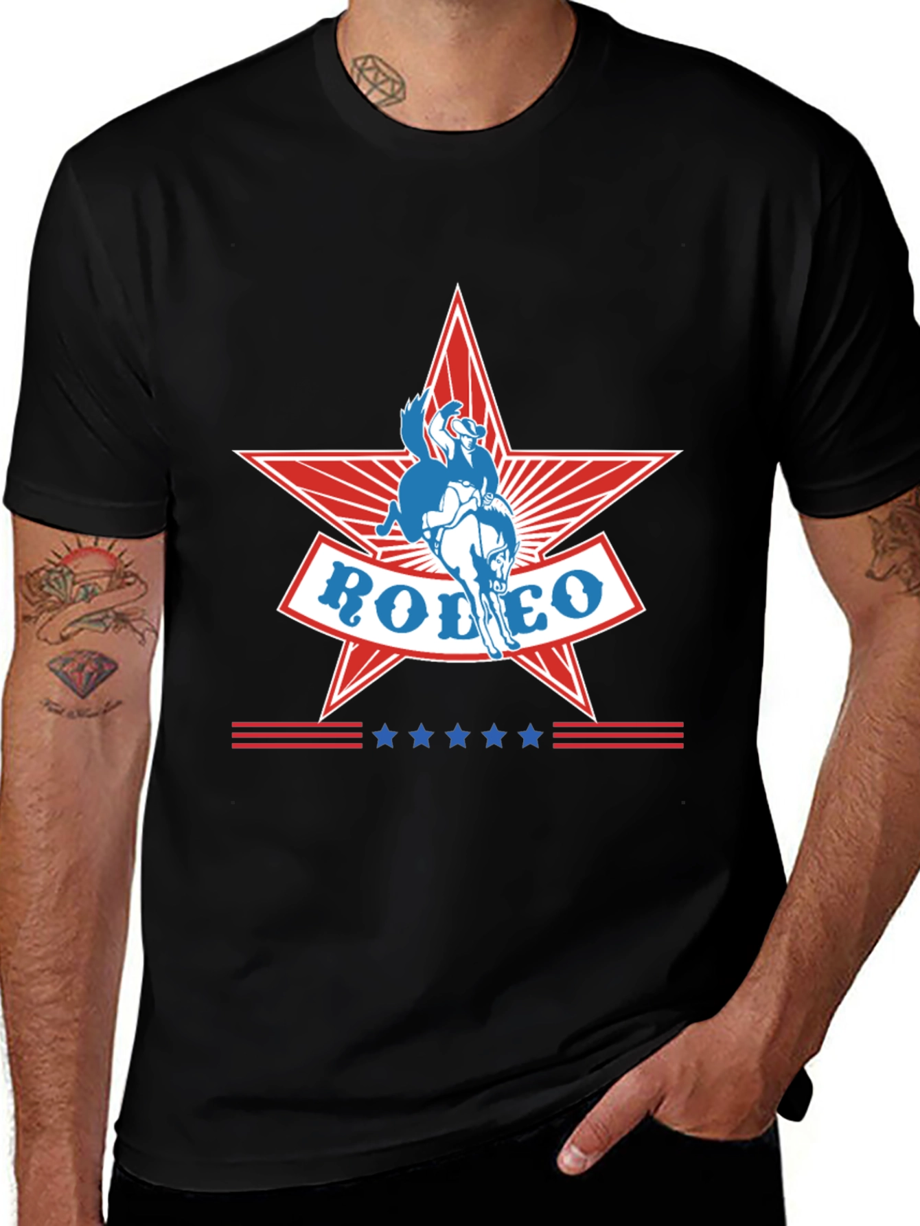 Rodeo Star Graphic Tee - Black Cotton Blend Comfort