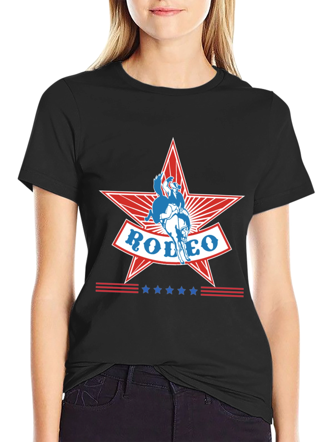 Rodeo Star Graphic Tee - Black Cotton Blend Comfort
