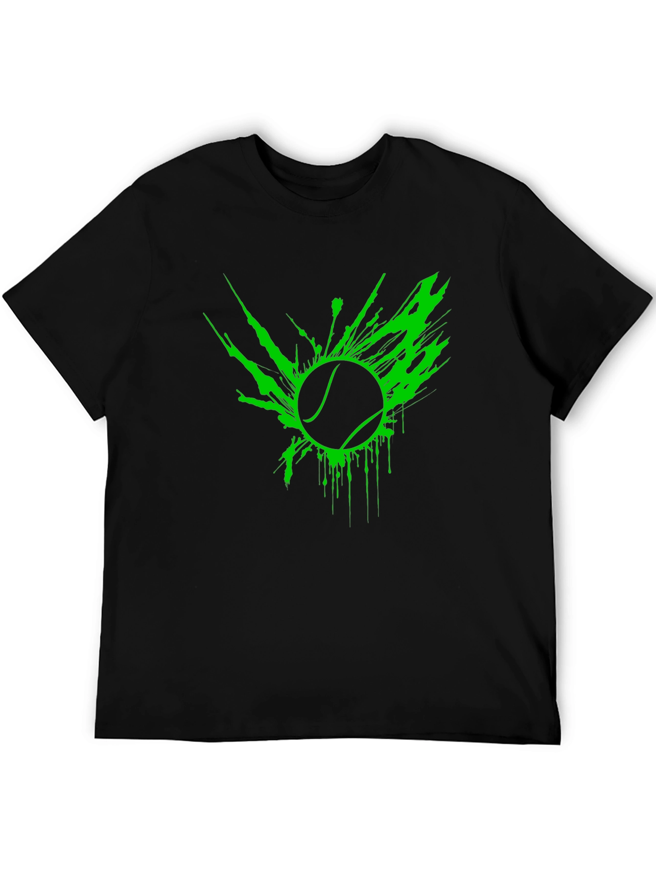 Neon Tennis Ball Graphic Black T-Shirt