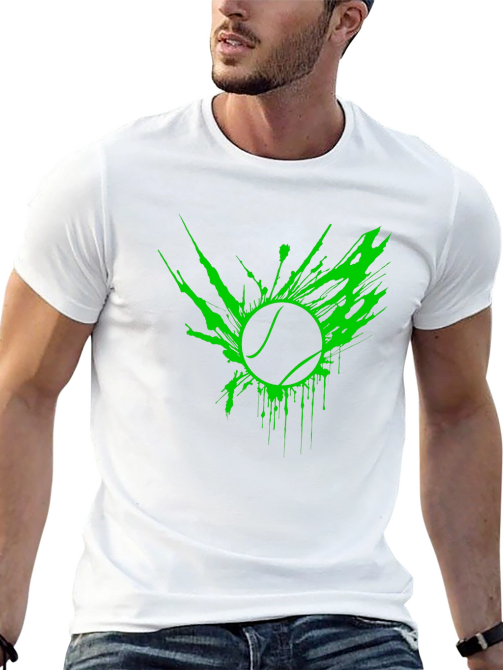Neon Tennis Ball Graphic Black T-Shirt