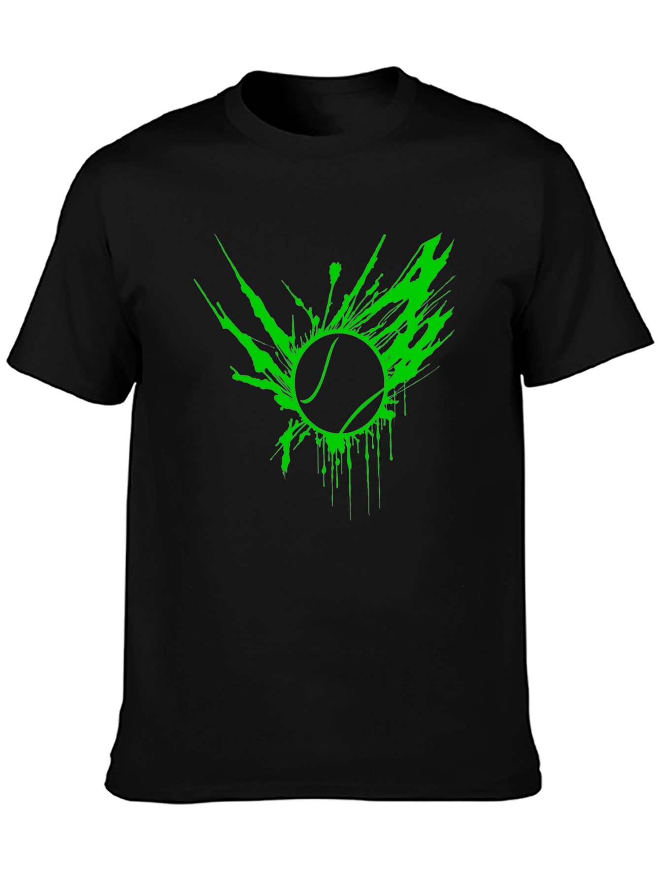 Neon Tennis Ball Graphic Black T-Shirt