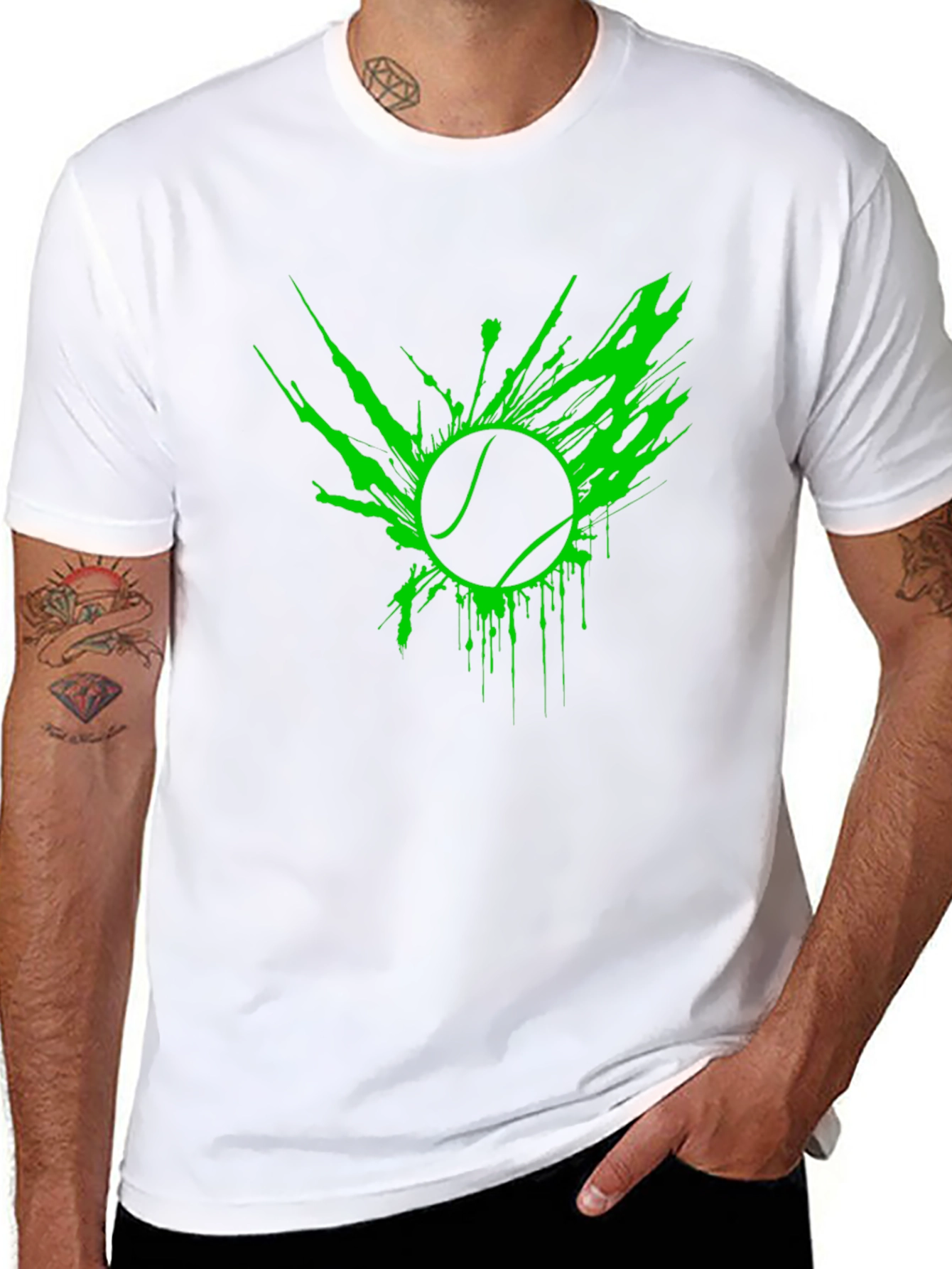 Neon Tennis Ball Graphic Black T-Shirt