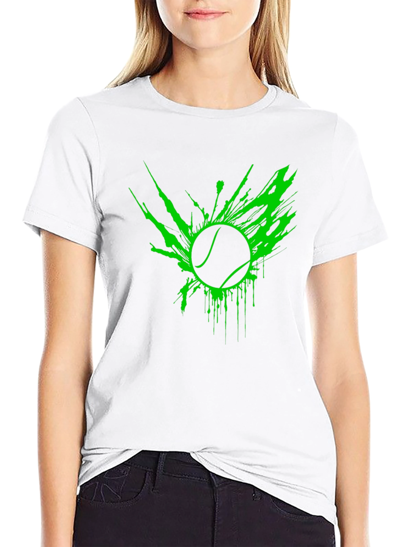 Neon Tennis Ball Graphic Black T-Shirt