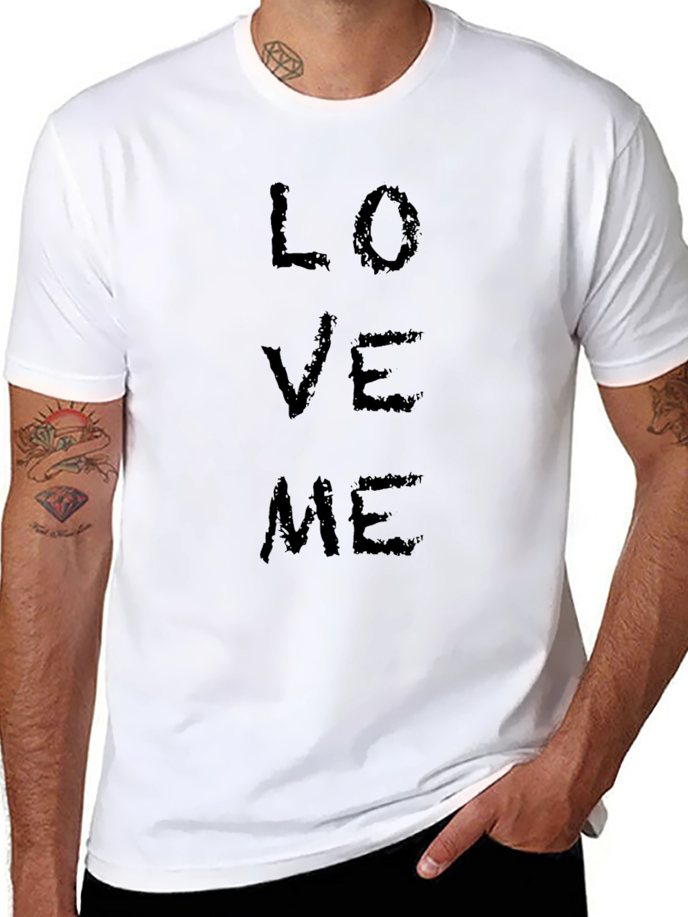 Mens Black Love Me Graphic T-Shirt