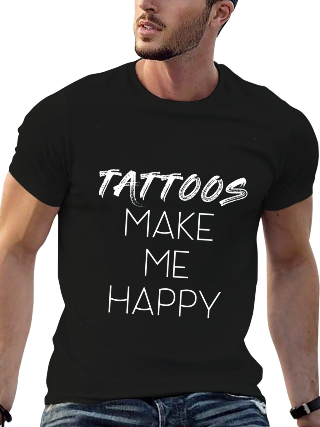 Tattoos Make Me Happy Black T-Shirt