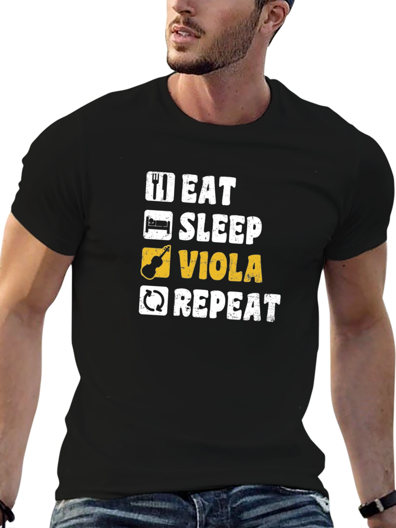 Eat Sleep Viola Repeat Black T-Shirt