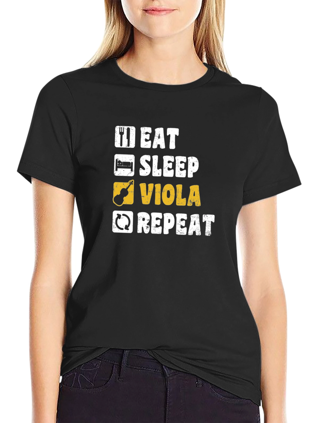 Eat Sleep Viola Repeat Black T-Shirt