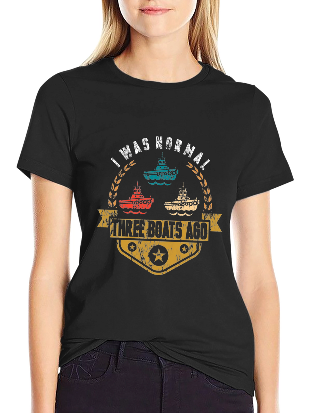 I Was Normal Three Boats Ago Black T-Shirt