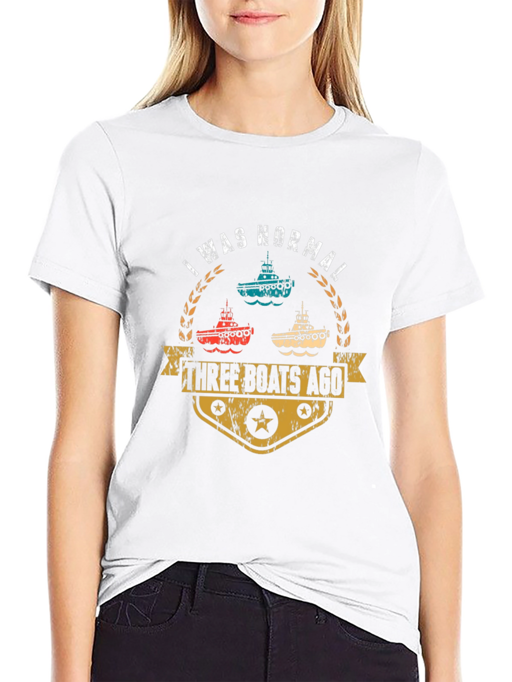 I Was Normal Three Boats Ago Black T-Shirt