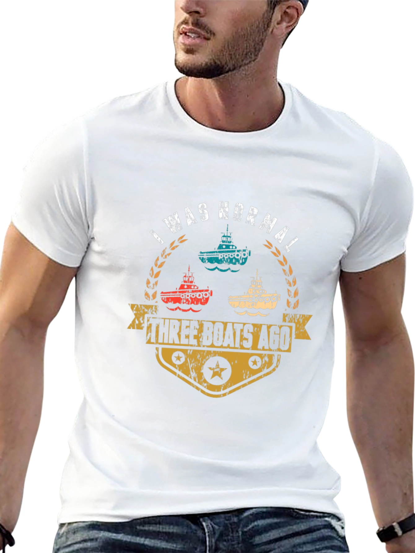 I Was Normal Three Boats Ago Black T-Shirt