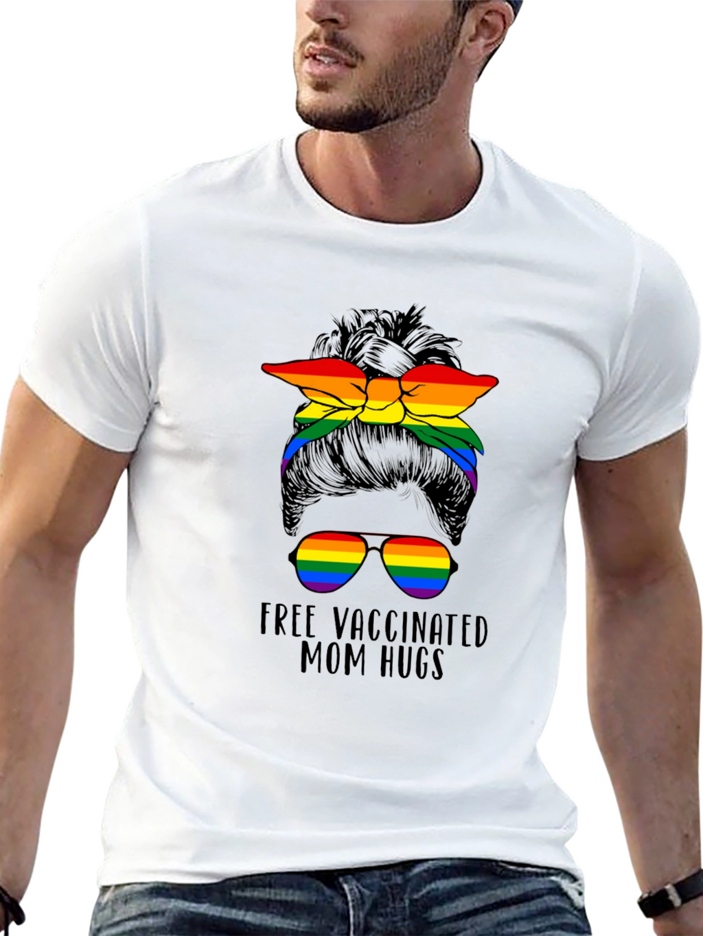 Vaccinated Mom Hugs T-Shirt Rainbow Bandana
