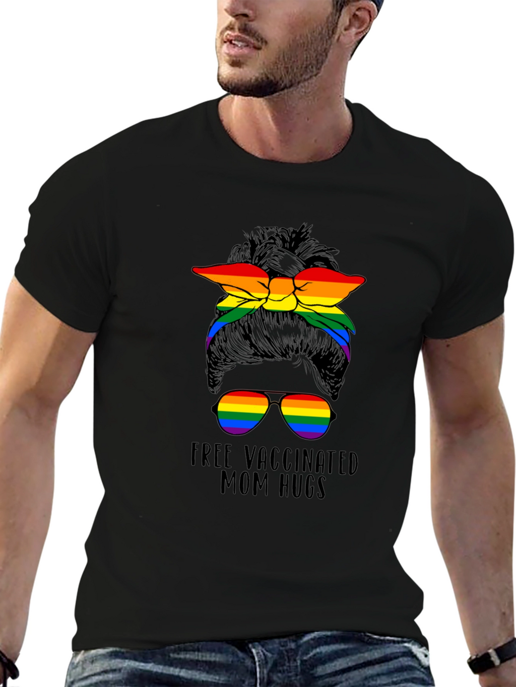 Vaccinated Mom Hugs T-Shirt Rainbow Bandana