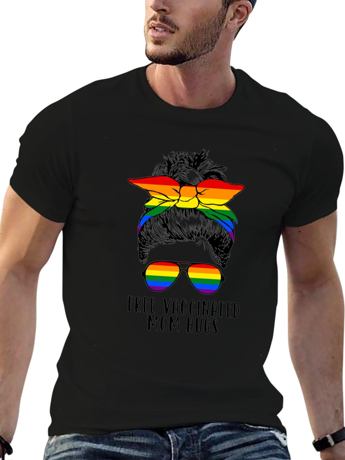 Vaccinated Mom Hugs T-Shirt Rainbow Bandana