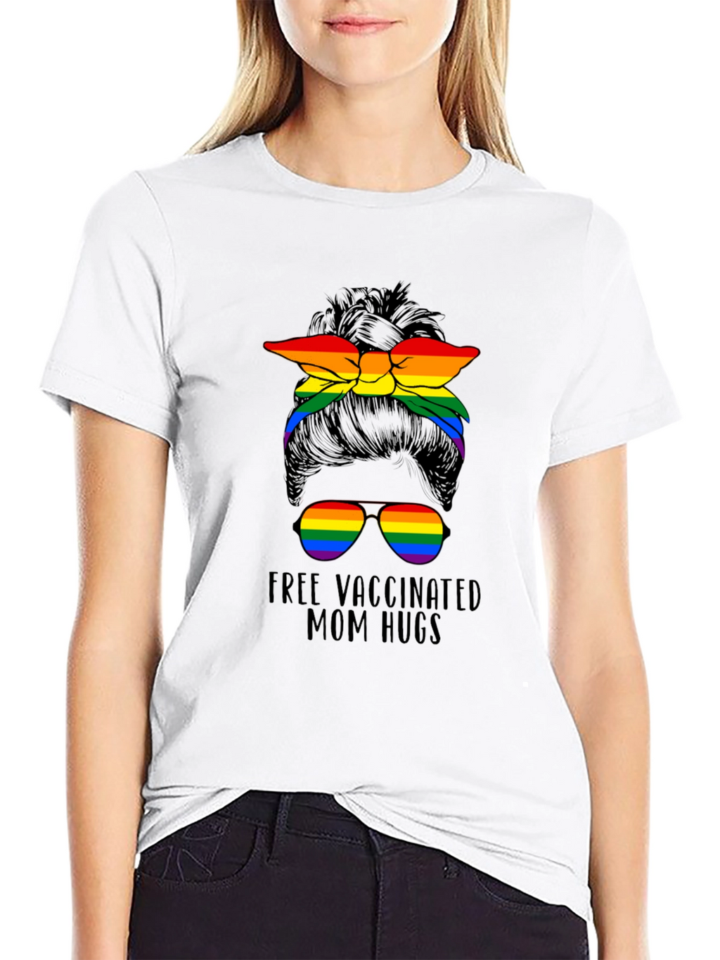 Vaccinated Mom Hugs T-Shirt Rainbow Bandana