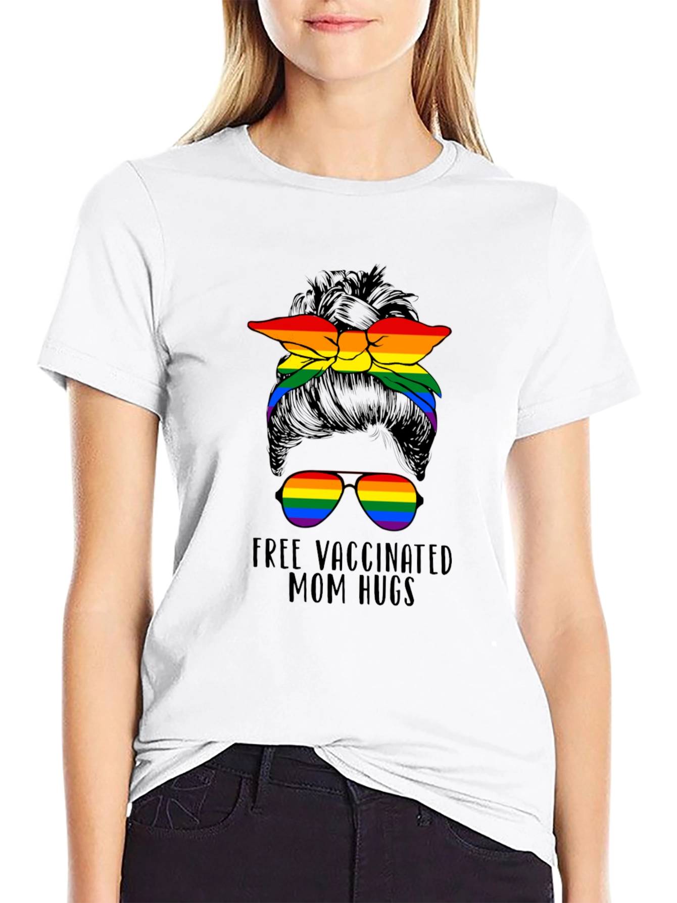 Vaccinated Mom Hugs T-Shirt Rainbow Bandana