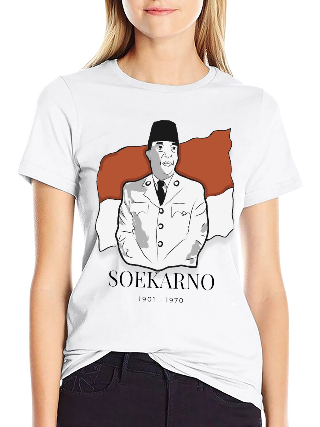 Soekarno Graphic Tee - Black Cotton Blend T-Shirt