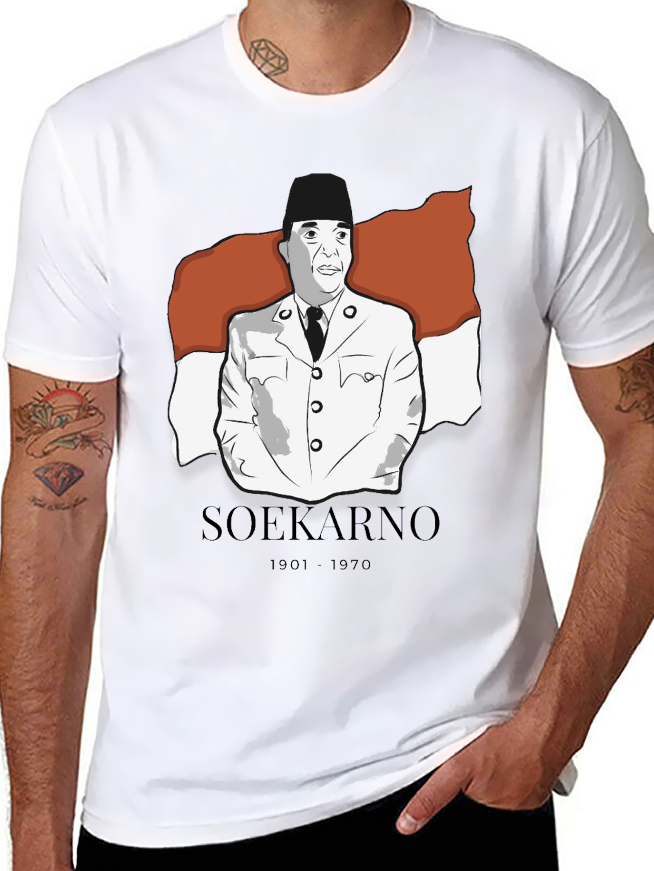 Soekarno Graphic Tee - Black Cotton Blend T-Shirt