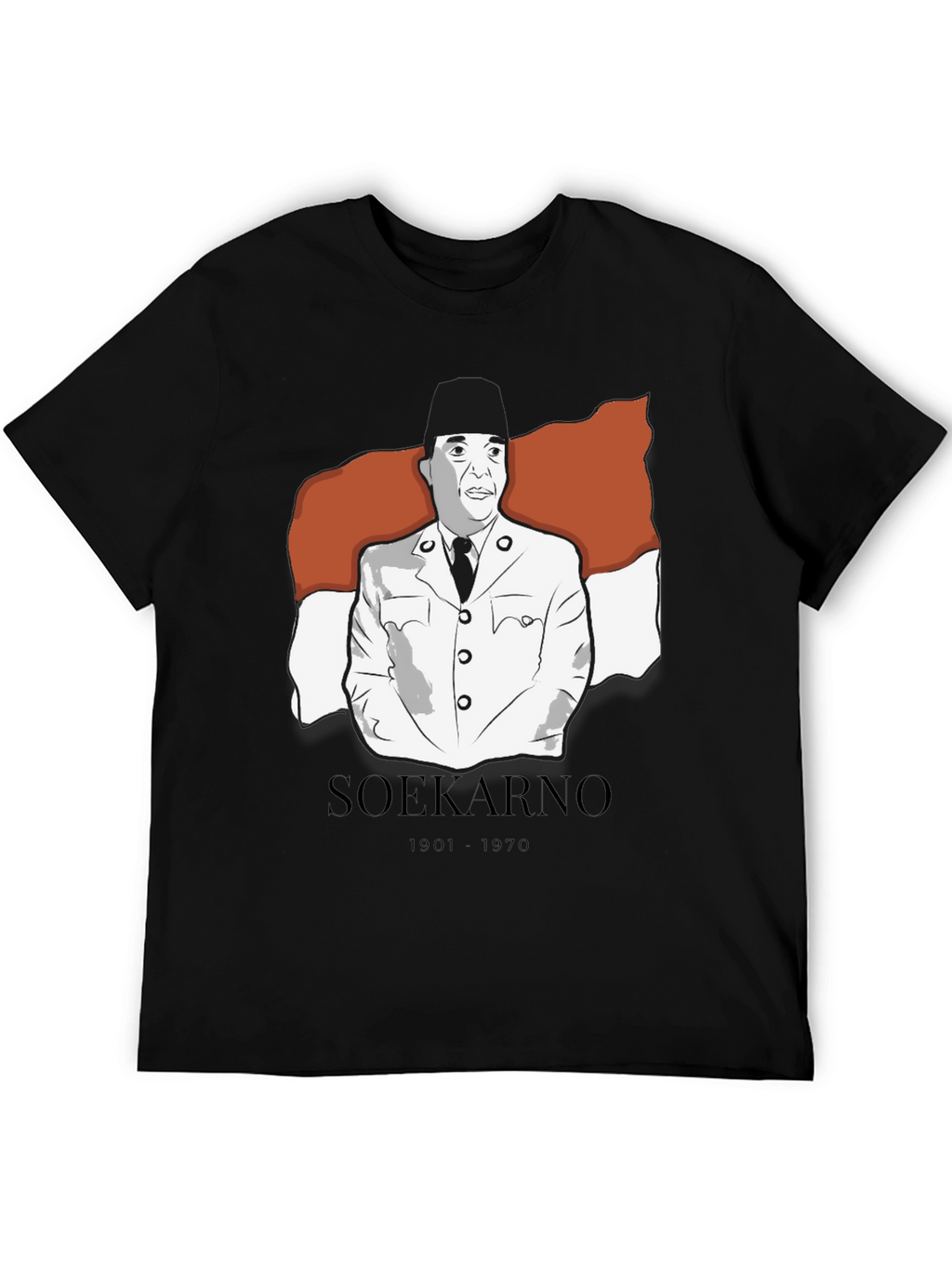 Soekarno Graphic Tee - Black Cotton Blend T-Shirt