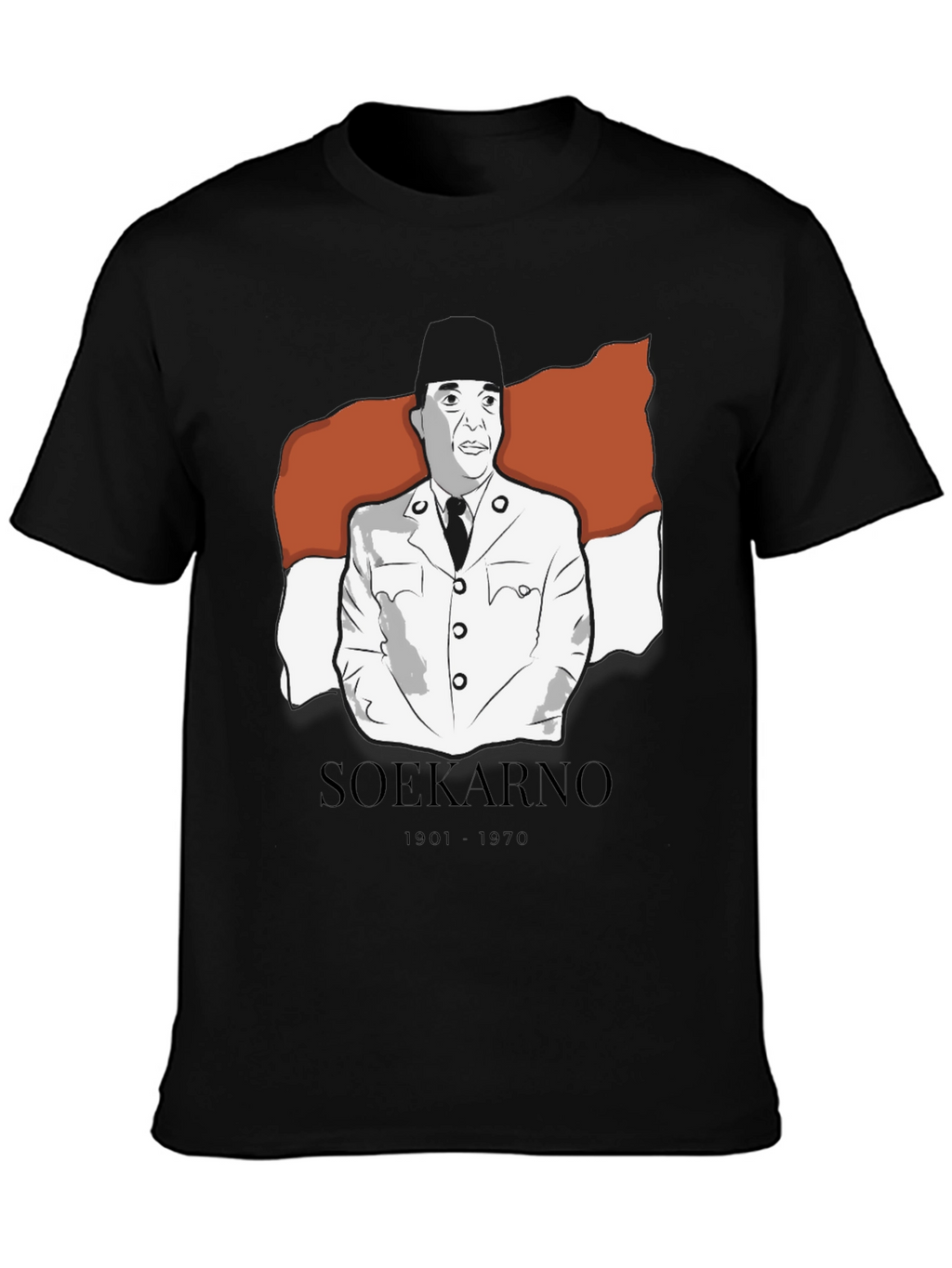 Soekarno Graphic Tee - Black Cotton Blend T-Shirt