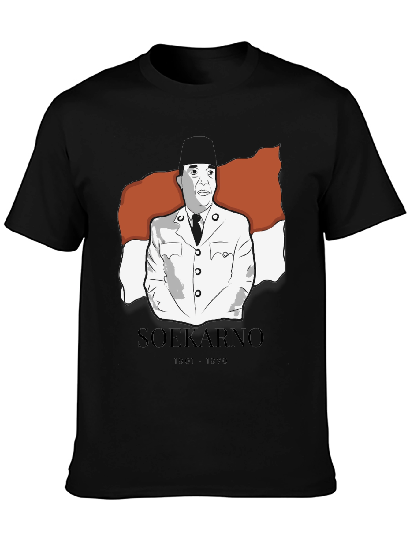 Soekarno Graphic Tee - Black Cotton Blend T-Shirt