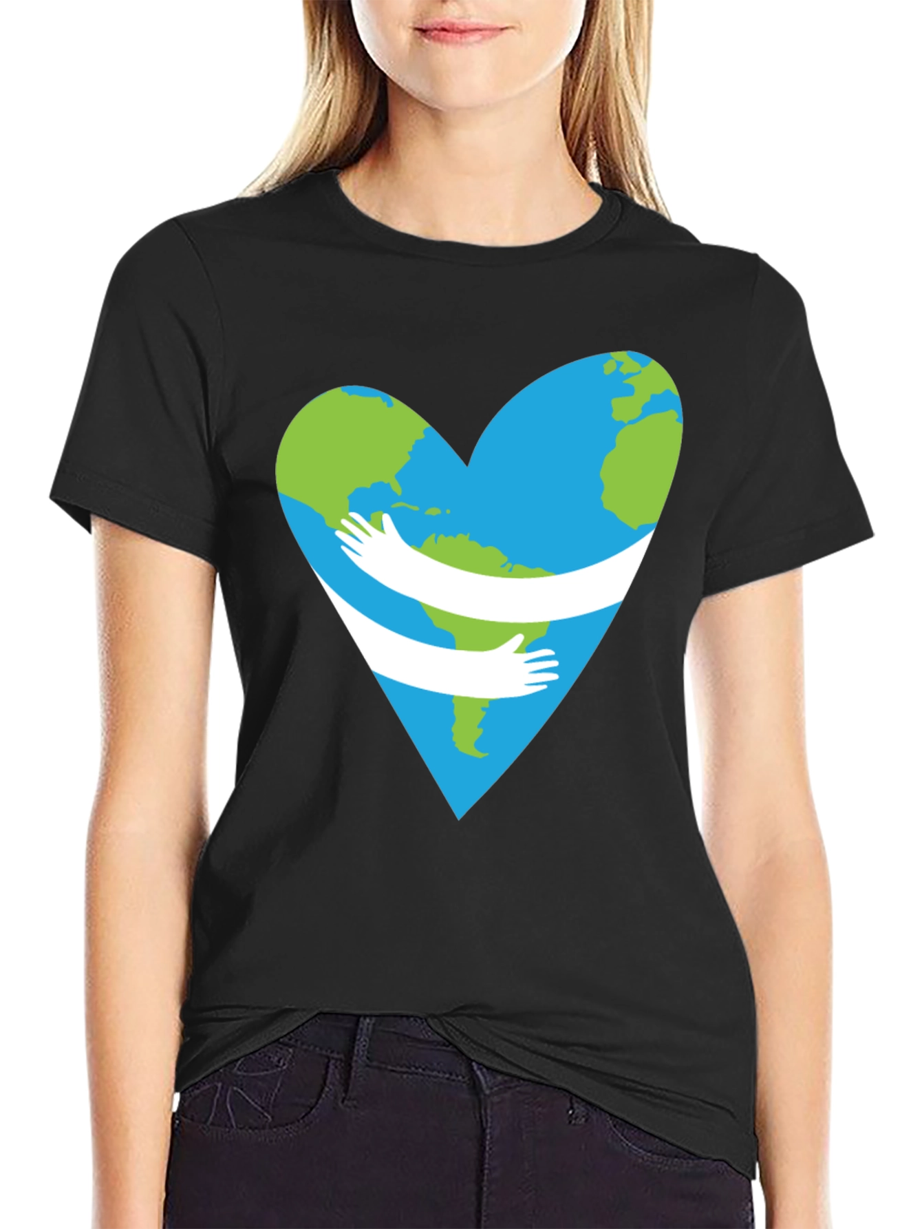 Earth Heart Hug Graphic T-Shirt - Save the Planet Tee