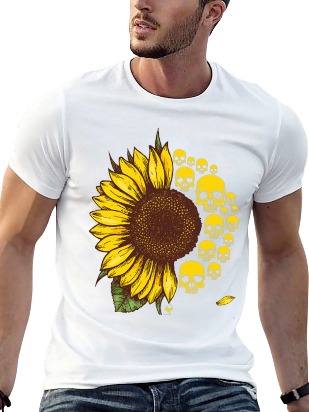 Skull Sunflower Graphic Tee - Unisex Cotton T-Shirt