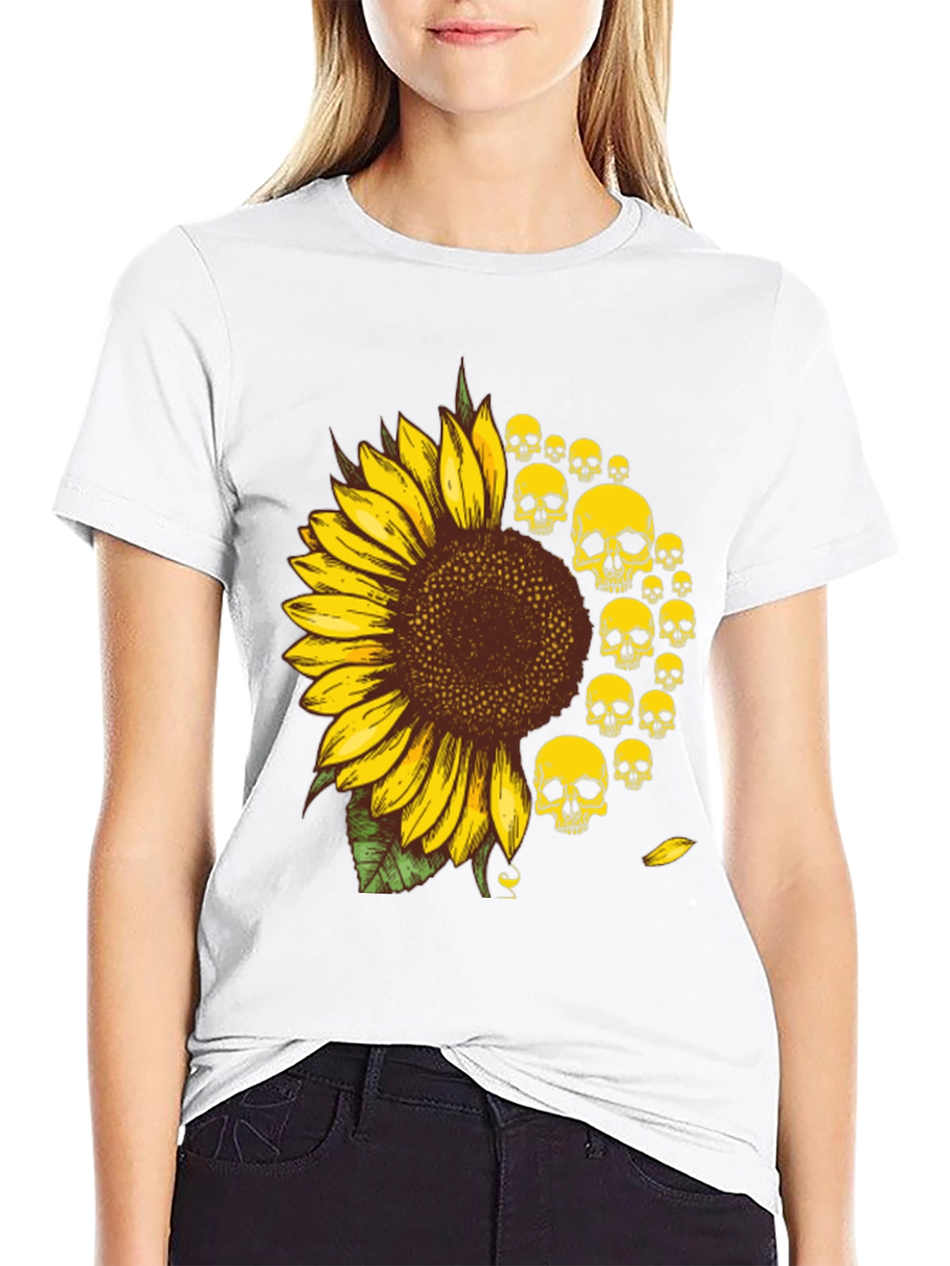 Skull Sunflower Graphic Tee - Unisex Cotton T-Shirt