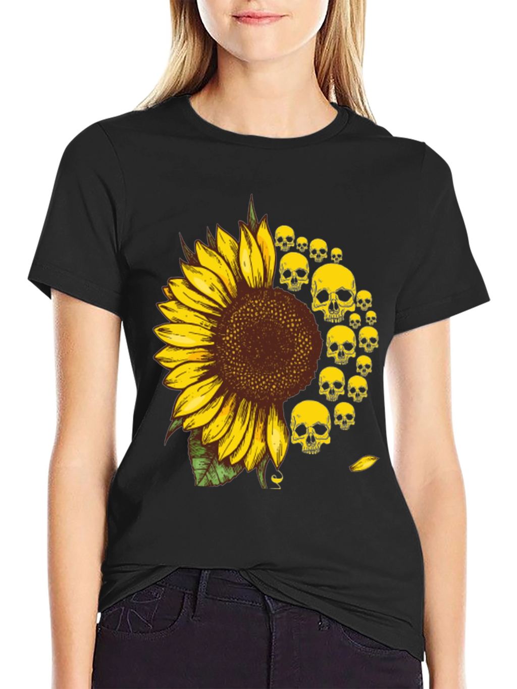 Skull Sunflower Graphic Tee - Unisex Cotton T-Shirt