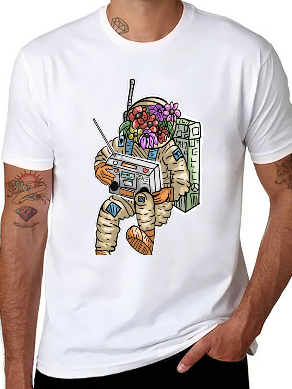 Astronaut Boombox Graphic Tee - Cool Casual Wear