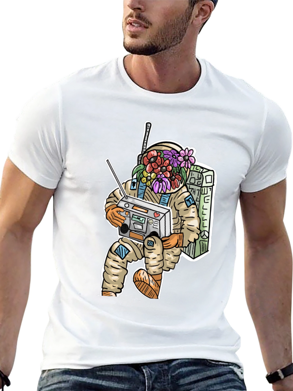 Astronaut Boombox Graphic Tee - Cool Casual Wear